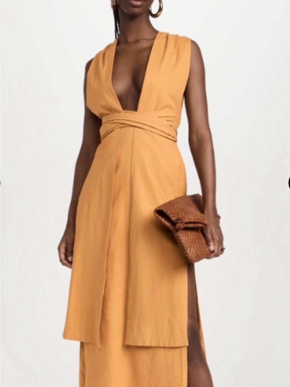 Andrea Iyamah Sleeveless Deep V Wrap Midi  Zado Dress